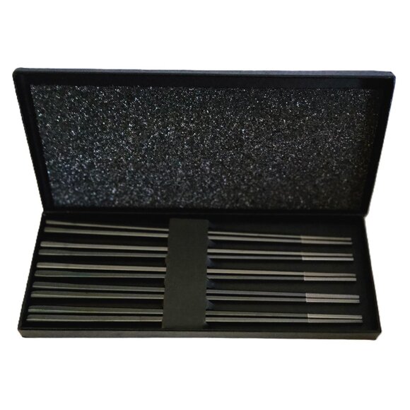 Metal Chopsticks Reusable Titanium Plated Stainless Steel 9.5” Set of 5 - Picture 7 of 8